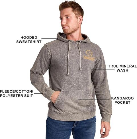 Bioworld Dragon Ball Z Super Saiyan Goku & Kanji Men's Gray Mineral Wash Long Sleeve Hooded Sweatshirt in Saudi Arabia