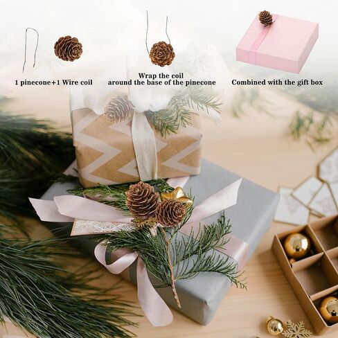 84 Pcs Natural Mini Pine Cone Kit with Brown Iron Wires for DIY - 0.6"-1.2" Small Pinecones Ornaments Bulk for Crafts, Vase Filler, Wrap, Fall, Wedding, Home (Natural) in Saudi Arabia