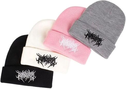 Gothic Beanies Hat for Women Men Y2k Emo Grunge Harajuku Punk Accessories Winter Warm Knitted Skull Cap Streetwear in Kuwait