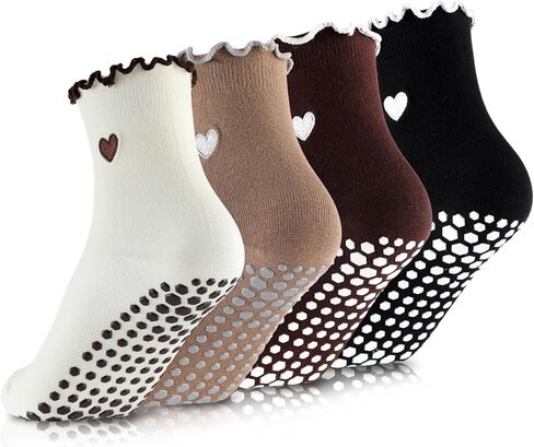 Cute Pilates Socks with Grips for Women, Non Slip Ruffle Yoga Socks for Barre Ballet Barefoot Workout in Saudi Arabia