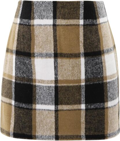 Womens Casual High Waist Plaid Skirt Fall Winter Bodycon Pencil Mini Skirts in Saudi Arabia