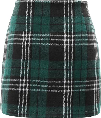 Womens Casual High Waist Plaid Skirt Fall Winter Bodycon Pencil Mini Skirts in Saudi Arabia
