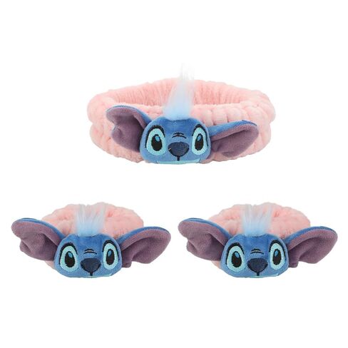 مجموعة Bioworld Lilo & Stitch Spa Head وسوار المعصم مكونة من 3 قطع من القطيفة ذات الغرز الكاملة in Saudi Arabia