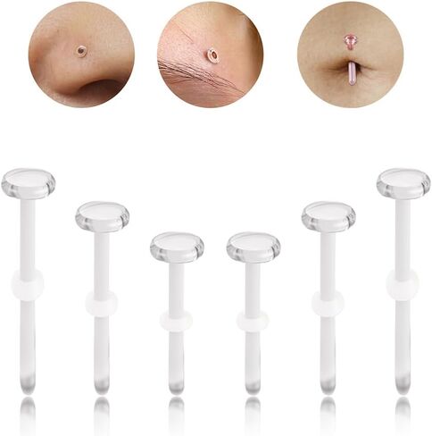 3Pair 14G 16G 18G Glass Piercing Retainers for Eyebrow Rook Cartilage Nose Piercing Jewelry Clear Curved Belly Button Ring Glass Barbell Conch Daith Tragus Tongue Retainer in Saudi Arabia