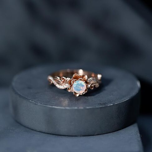 Real Ethiopian Opal Flower Engagement Ring For Women, AAA Quality, Certified Rainbow Opal Diamond Ring (Ideal For Gift) in Saudi Arabia