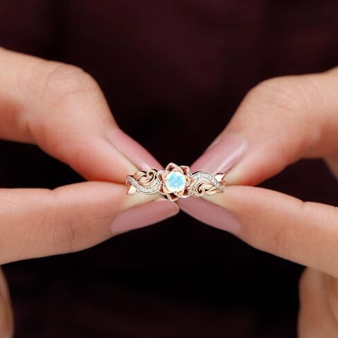 Real Ethiopian Opal Flower Engagement Ring For Women, AAA Quality, Certified Rainbow Opal Diamond Ring (Ideal For Gift) in Saudi Arabia