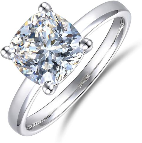 14K White Gold 3.0 CT Cushion Cut Solitaire Moissanite Engagement Ring for Women in Kuwait
