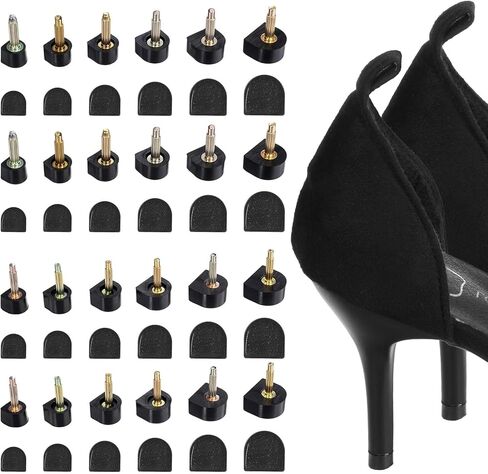 12 Pairs High Heel Tips Replacement Kit, U Shaped Heel Caps for High Heels, 2.4mm & 3mm Metal Core Caps Protectors, Heels Tips Replacement Dowels in Saudi Arabia