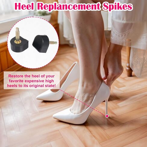 12 Pairs High Heel Tips Replacement Kit, U Shaped Heel Caps for High Heels, 2.4mm & 3mm Metal Core Caps Protectors, Heels Tips Replacement Dowels in Saudi Arabia