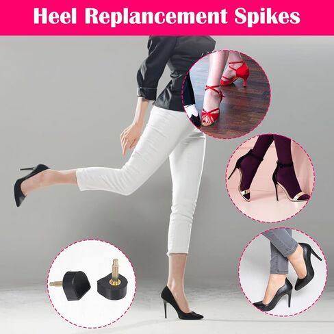 12 Pairs High Heel Tips Replacement Kit, U Shaped Heel Caps for High Heels, 2.4mm & 3mm Metal Core Caps Protectors, Heels Tips Replacement Dowels in Saudi Arabia