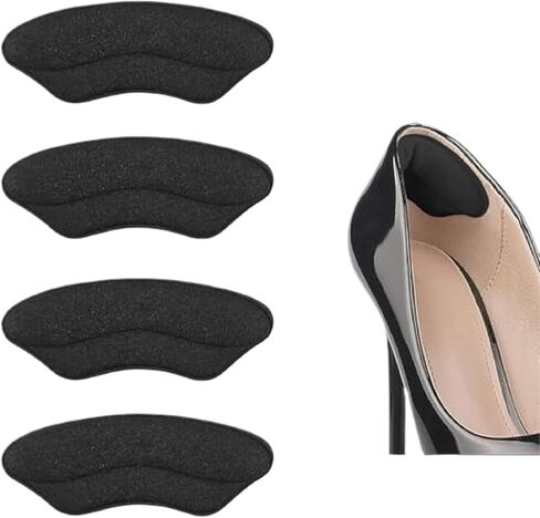 4PCS Heel Grips Liner Cushions Inserts for Loose Shoes, Heel Pads Snugs for Men and Women, Filler Improved Shoe Fit and Comfort, Protectors Heel Cushion Liners (Black) in Saudi Arabia