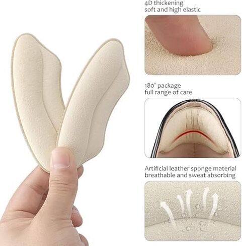 4PCS Heel Grips Liner Cushions Inserts for Loose Shoes, Heel Pads Snugs for Men and Women, Filler Improved Shoe Fit and Comfort, Protectors Heel Cushion Liners (Black) in Saudi Arabia