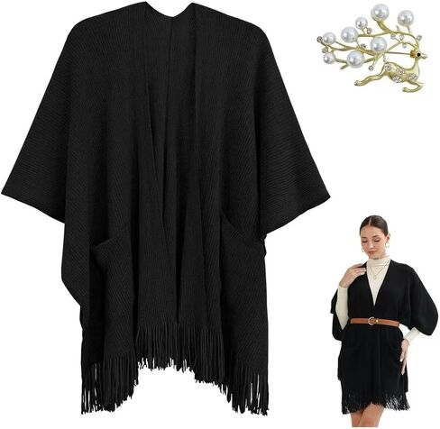 Women's Shawl Wraps, Open Poncho Cape Sweater Casual Cardigan Shawls for Fall Winter in Saudi Arabia