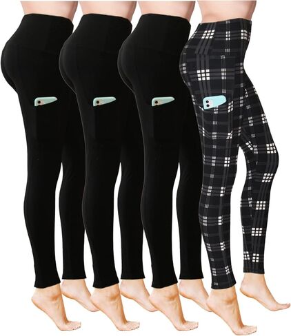 COMFY FOREVER Pocket Leggings for Women W/5' High Waist Tummy Control Ankle Length Pants Bundles in Saudi Arabia