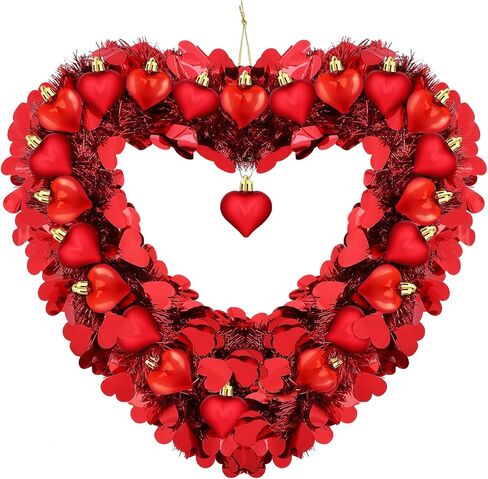 Fovths 14 بوصة عيد الحب باب إكليل عيد الحب إكليل عيد الحب للباب الأمامي بهرج عيد الحب أكاليل القلب مع الحلي على شكل قلب عيد الحب الديكور الذكرى السنوية للزفاف in Saudi Arabia