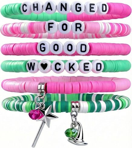 Wicked Bracelet- Pink and Green Witch Friendship Bracelets, Jewelry Gift for Fans Party Costume Accessories in Saudi Arabia