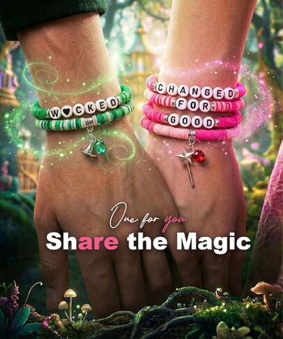 Wicked Bracelet- Pink and Green Witch Friendship Bracelets, Jewelry Gift for Fans Party Costume Accessories in Saudi Arabia