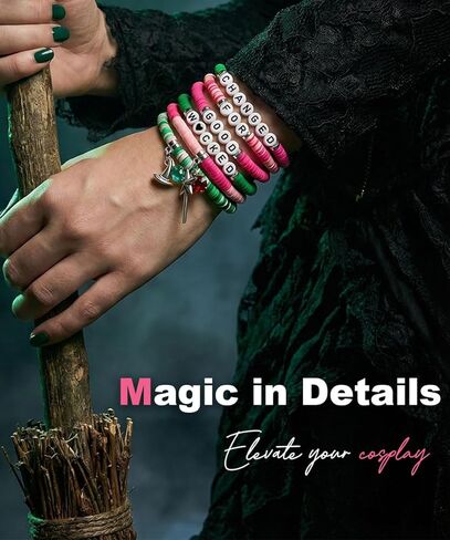Wicked Bracelet- Pink and Green Witch Friendship Bracelets, Jewelry Gift for Fans Party Costume Accessories in Saudi Arabia