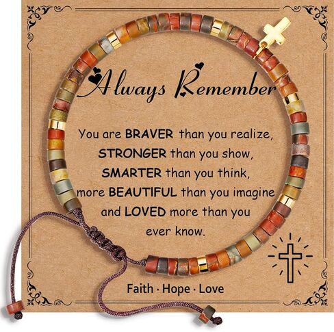 Cross Bracelet Inspirational Gifts for Women,Healing Natural Stone Bracelets Spiritual Birthday Best Friend Christmas Gifts for Women Sister in Saudi Arabia