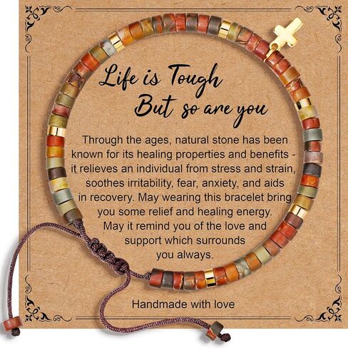 Cross Bracelet Inspirational Gifts for Women,Healing Natural Stone Bracelets Spiritual Birthday Best Friend Christmas Gifts for Women Sister in Saudi Arabia