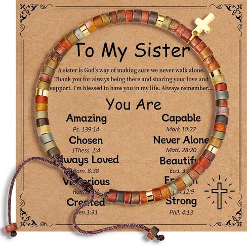 Cross Bracelet Inspirational Gifts for Women,Healing Natural Stone Bracelets Spiritual Birthday Best Friend Christmas Gifts for Women Sister in Saudi Arabia