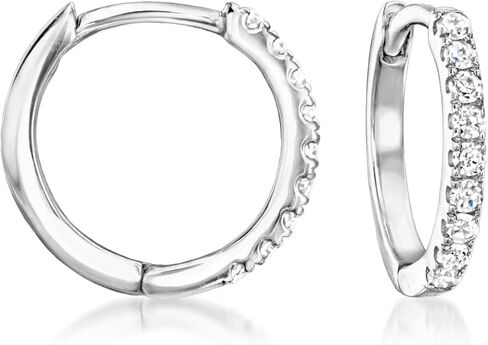 Pure Collection by Ross-Simons 0.15 ct. t.w. Diamond Charm-Compatible Huggie Hoop Earrings in Sterling Silver in Saudi Arabia