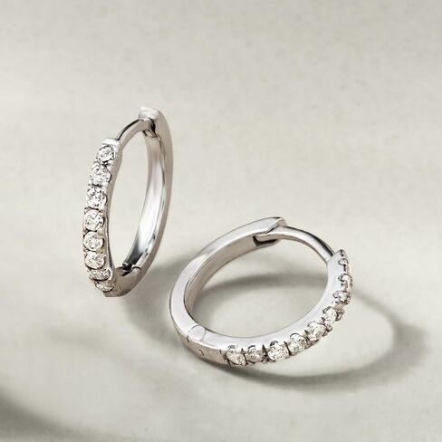 Pure Collection by Ross-Simons 0.15 ct. t.w. Diamond Charm-Compatible Huggie Hoop Earrings in Sterling Silver in Saudi Arabia