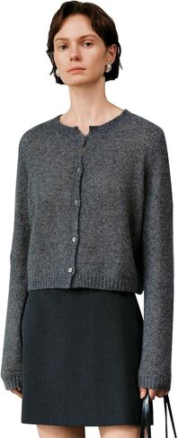 Women’s Silk-Cashmere Cardigan, Lightweight Soft Knit Round Neck Sweater, Button Front Elegant Layer for Spring & Fall in Saudi Arabia