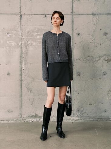 Women’s Silk-Cashmere Cardigan, Lightweight Soft Knit Round Neck Sweater, Button Front Elegant Layer for Spring & Fall in Saudi Arabia