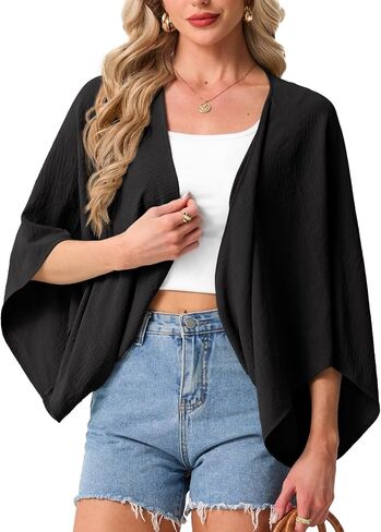 GRECERELLE Women's Cropped Bolero Cardigan Lightweight Open Front Summer Loose Casual Kimono Shrug in Saudi Arabia