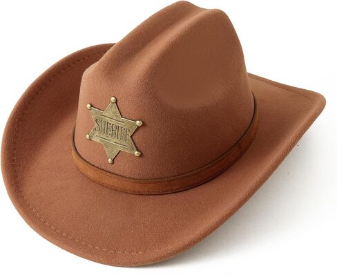Jastore Western Style Hat for Kids Boys Girls Cowboy Hats Sheriff Cowboy Hat with Belt Buckle in Saudi Arabia
