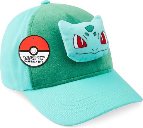 Pokemon Baseball Cap for Boys, Snapback Cap with 3D Pikachu or Bulbasaur, Adjustable Cotton Hat, Anime Gifts for Boys in Saudi Arabia