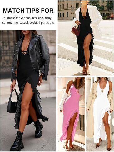 Women's Sexy Wedding Guest Dress Mesh Halter High Slit Ruffle Maxi Dress Formal Cocktail Dresses for Women in Saudi Arabia