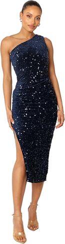 Petal & Pup Women's Kiki One Shoulder Midi Dress-Midnight in Saudi Arabia