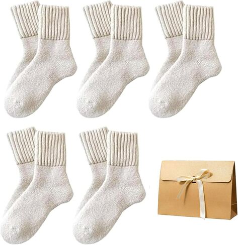 Womens Solid Mid-Calf Socks, Casual Soft Comfy Warm Socks for Fall & Winter, Women's Socks for Daily Wear in Saudi Arabia