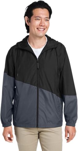 Core 365 Unisex Techno Lite Colorblock Windbreaker L Black/Carbon in Saudi Arabia
