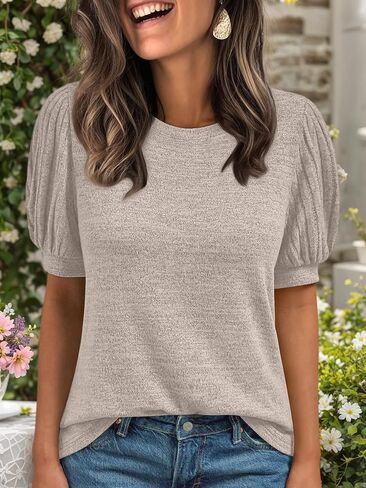 Women Tops 2025 Spring Fashion Dressy Casual Business Tunic Blouses Summer Sweaters Short Sleeve V Neck Shirts in Saudi Arabia