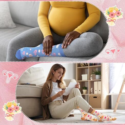 24 زوجًا من جوارب العمل والتوصيل، جوارب مضحكة لهدايا Obgyn، جورب طاقم الممرضات الجديد مع آثار أقدام عنق الرحم للأطفال والنساء، قابلة للتوليد، متوقعة هدايا للأم in Kuwait