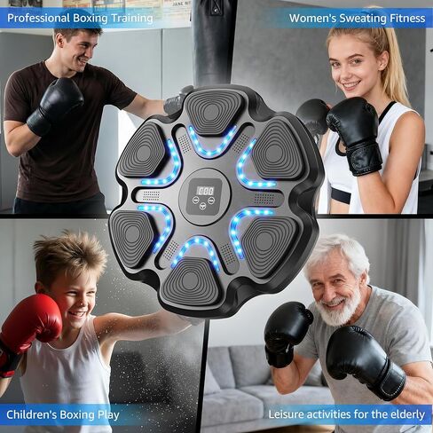 Boxing Machine with Gloves Music Boxing Machine for Adults & Kids Workout Equipment Smart One Punching Boxing Game Machine with Bluetooth for Home Gym Exercise in Saudi Arabia