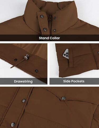 سترة منتفخة للنساء من Himosyber مع ياقة واقفة وأكمام قصيرة وسترات مبطنة لخريف وشتاء 2025 مع جيوب in Kuwait