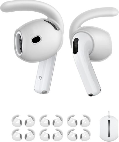 Mizi [4 Pairs] Airpods Pro 2019 Release Ear Hooks Covers [Added Storage Pouch] Anti Slip Grip [Not Fit in The Charging Case] - White in Kuwait