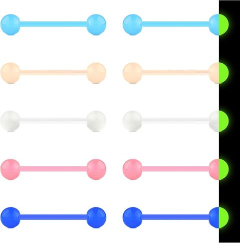 Zolure 10 قطعة 14 جرام حلقات اللسان أكريليك كاندي اللون ثقب اللسان مجوهرات مرنة البلاستيك حلقات للحلمات من الفولاذ اللسان الحدائد للنساء 16 مللي متر in Saudi Arabia