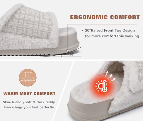KuaiLu Cushion Slippers For Women with Orthotic Arch Support Wide Adjustable Open Toe Furry Fur Sandals in Saudi Arabia