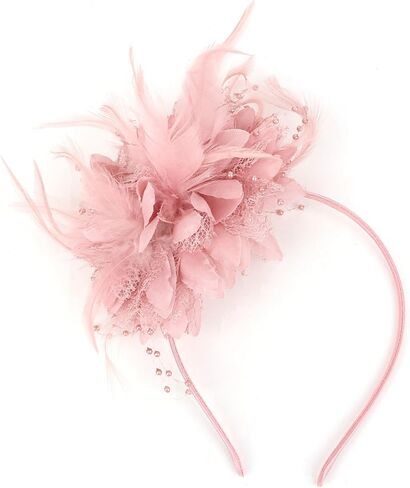 CAVETEE Fascinators Hat for Women Tea Party, Champagne Fascinators Flower Feathers Headband for Women in Kuwait