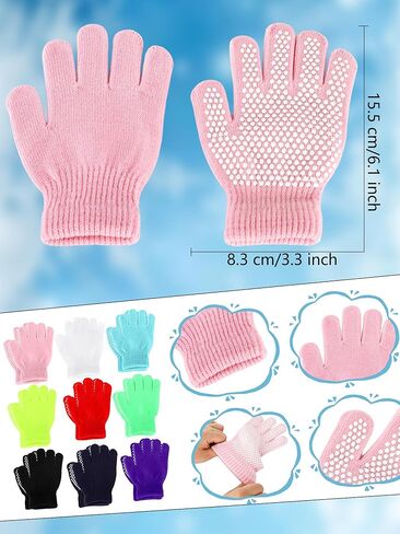 18 Pairs Kids Grip Gloves Winter Anti-Skid Gloves Warm Full Fingers Glove Stretchy Knitted Glove for Toddler Boys Girls in Saudi Arabia