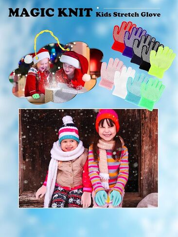 18 Pairs Kids Grip Gloves Winter Anti-Skid Gloves Warm Full Fingers Glove Stretchy Knitted Glove for Toddler Boys Girls in Saudi Arabia