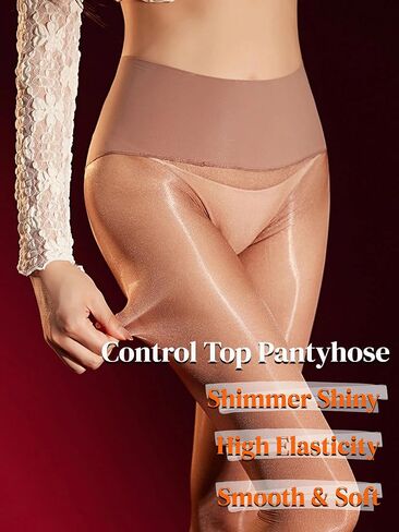 Women's Shimmer Shiny Tights Sheer Seamless Sparkly Tights Control Top Pantyhose for Date Dance Stockings in Saudi Arabia