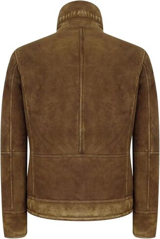 Infinity Mens Real Sherling Sheepskin Suede Jacket Brown Tan Vintage Zip Flying Pilot WW2 in Saudi Arabia