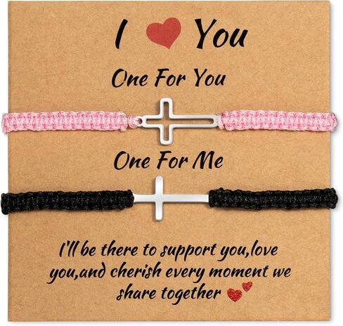 2Pcs Adjustable Cross Couples Bracelets for Men Women, Valentines Gifts for Her Him Boyfriend Girlfriend Matching Bracelets for Couples, High-Strength Woven Rope, Anniversary Valentines Christmas Friendship Bracelets Gift for Him Her in Saudi Arabia