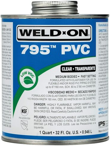 Weld-On 10853 747 Pool 'R Spa PVC Medium-Bodied High Strength Solvent Cement - Extremely Fast Setting and Low-VOC, Blue to Clear, 1 Pint (16 fl oz) in Saudi Arabia